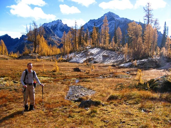 Here I am hiking across the meadow.